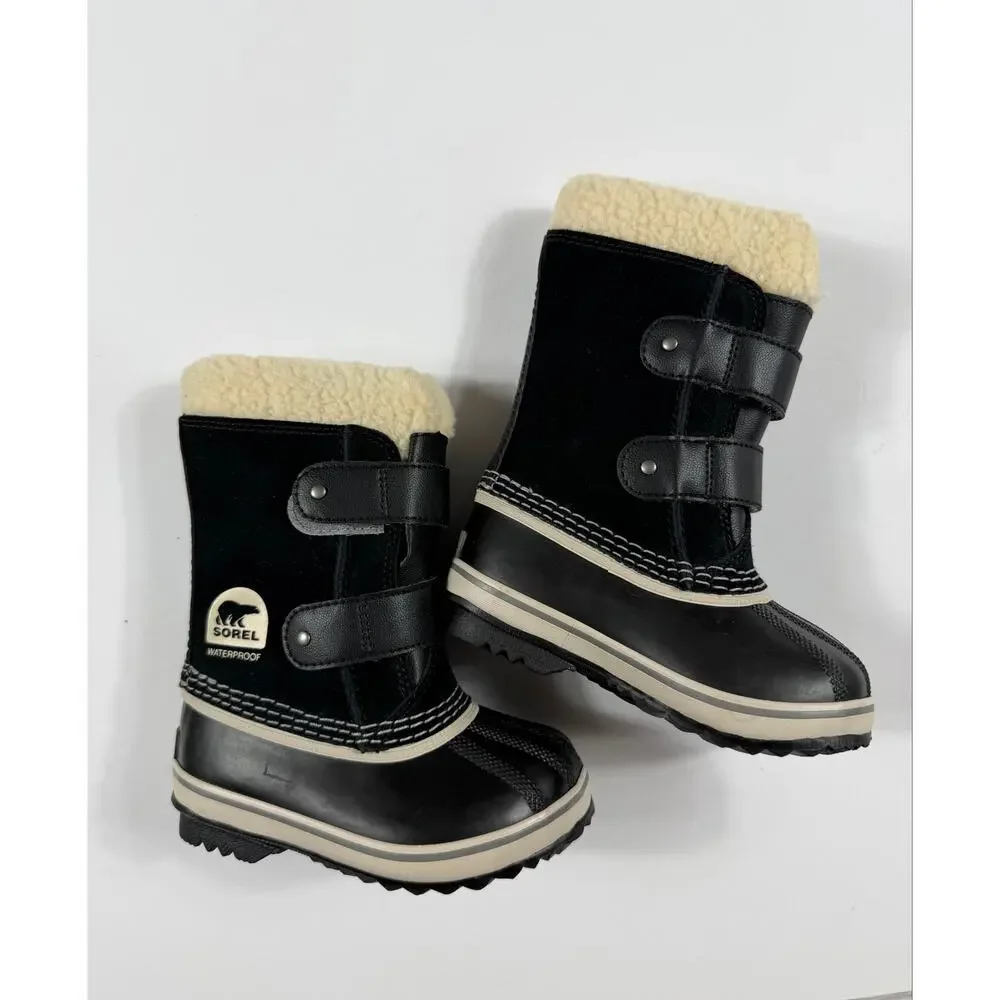 NEW Sorel 1964 Pac Strap Waterproof Snow Winter Boots Black Size 8 toddler kids